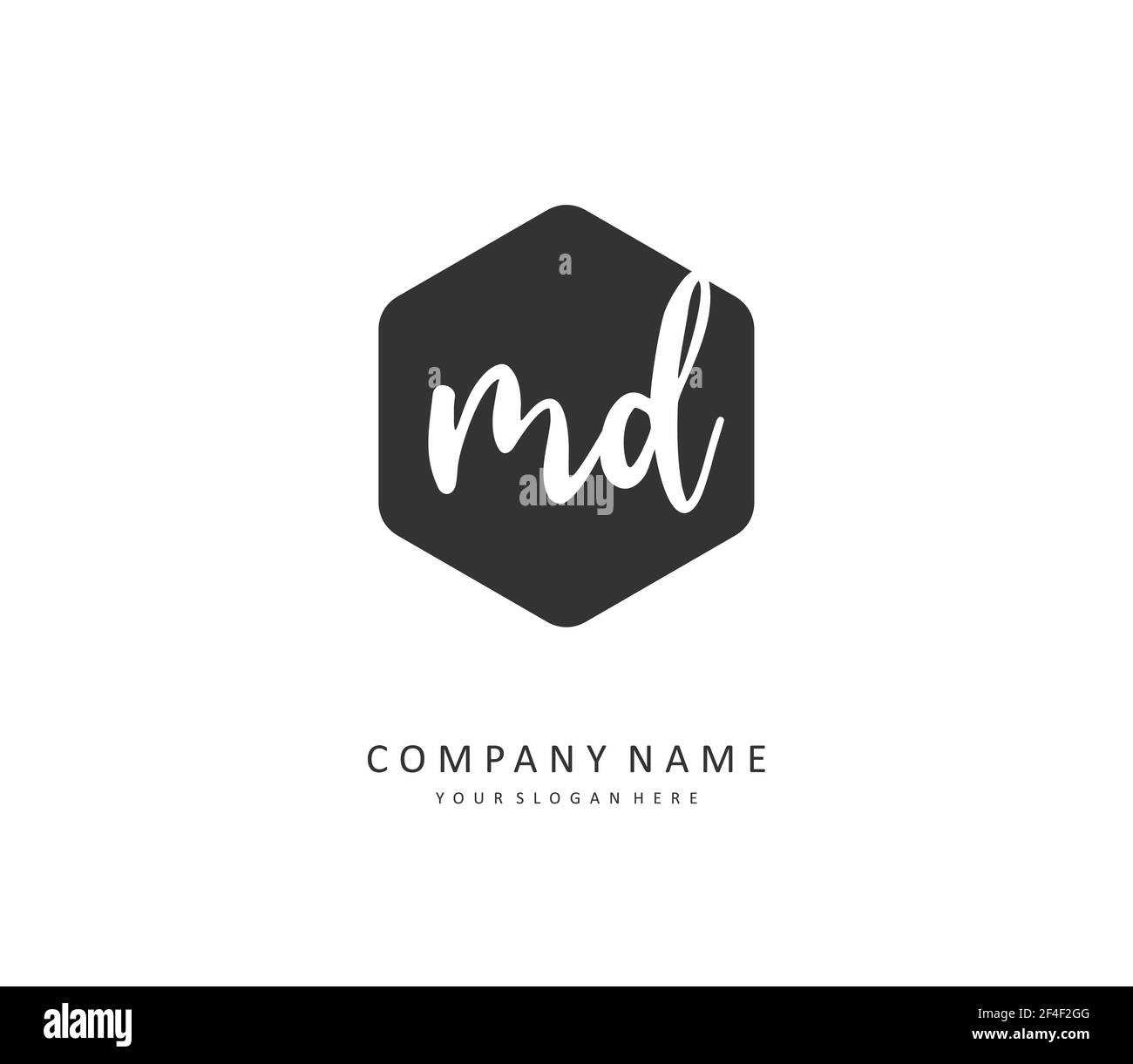 MD Initial Letter Handschrift und Unterschrift Logo. Ein Konzept handschriftlich Initiallogo mit Template-Element. Stock Vektor