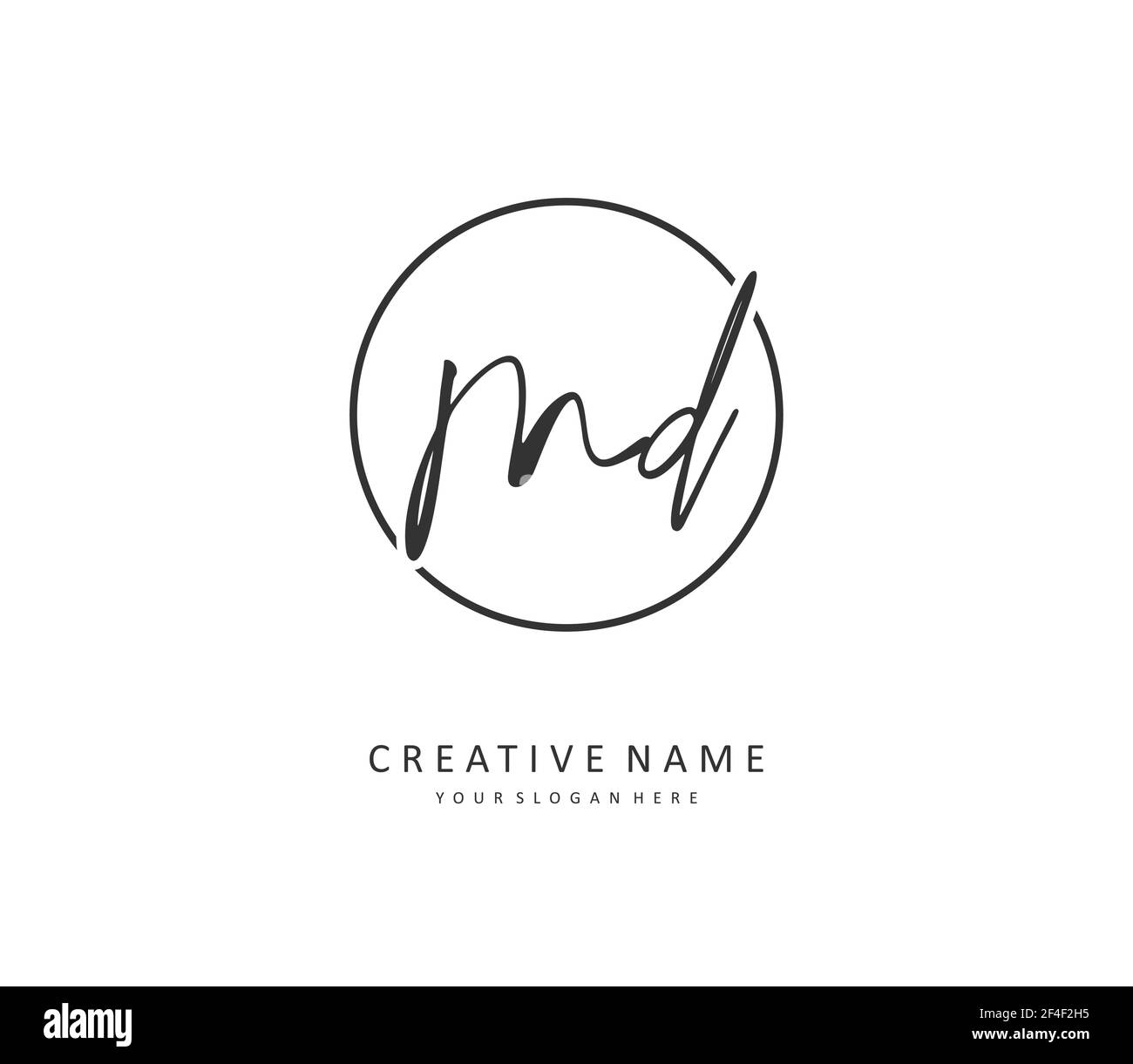 MD Initial Letter Handschrift und Unterschrift Logo. Ein Konzept handschriftlich Initiallogo mit Template-Element. Stock Vektor