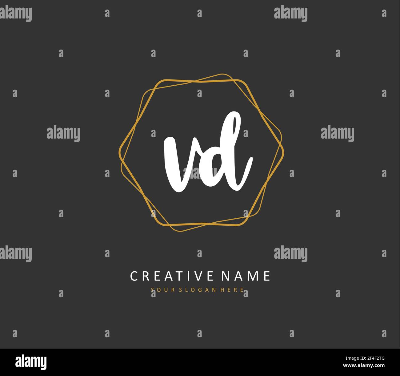 VD Initial Letter Handschrift und Signature Logo. Ein Konzept handschriftlich Initiallogo mit Template-Element. Stock Vektor