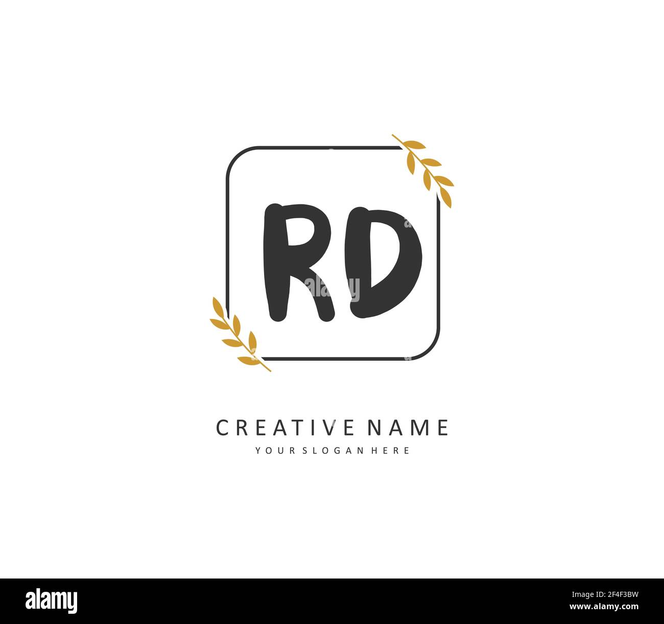 Rd Initial Letter Handschrift und Unterschrift Logo. Ein Konzept handschriftlich Initiallogo mit Template-Element. Stock Vektor