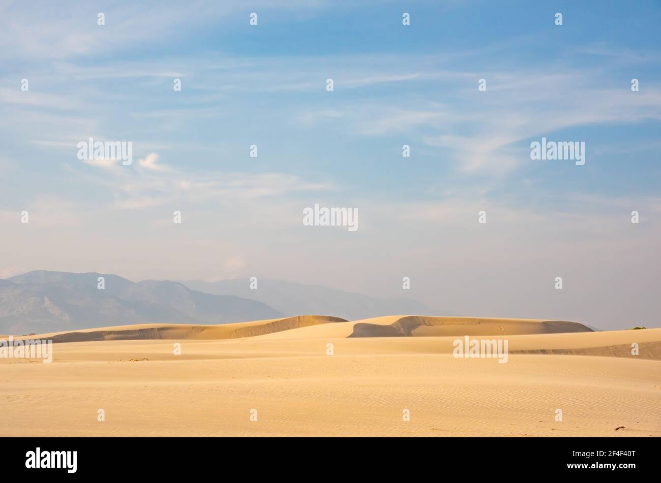 Wüstenhintergrund Landschaft mit Sandwellen und Dünen Stockfoto