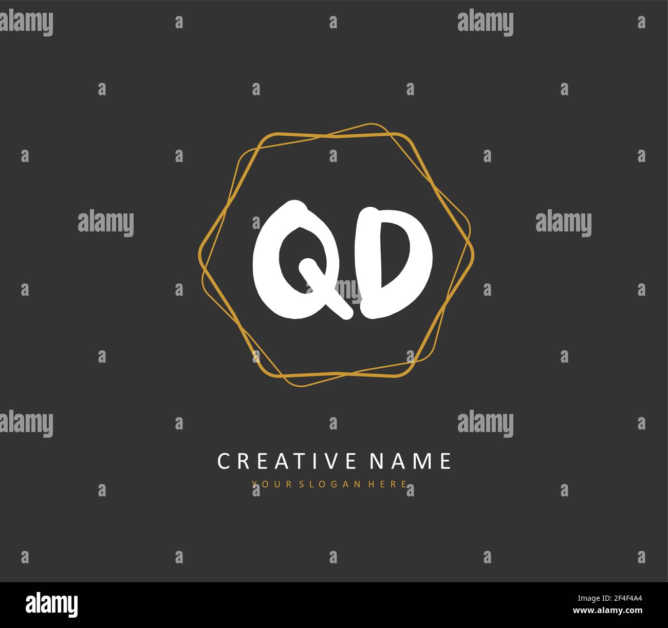 QD-Anfangsbuchstaben und Signaturlogo. Ein Konzept handschriftlich Initiallogo mit Template-Element. Stock Vektor