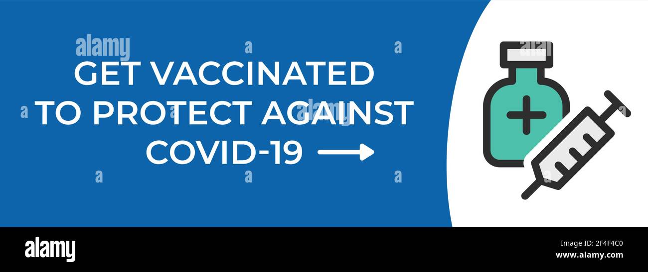 Covid-19 Coronavirus-Impfstoff mit Viruszellen Vektor. Zum Schutz Vor Covid-19 Banner Sign Illustration. Stock Vektor