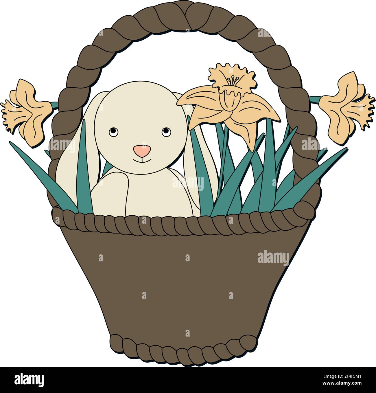 Ostern Korb niedlichen Hase Stock Vektor