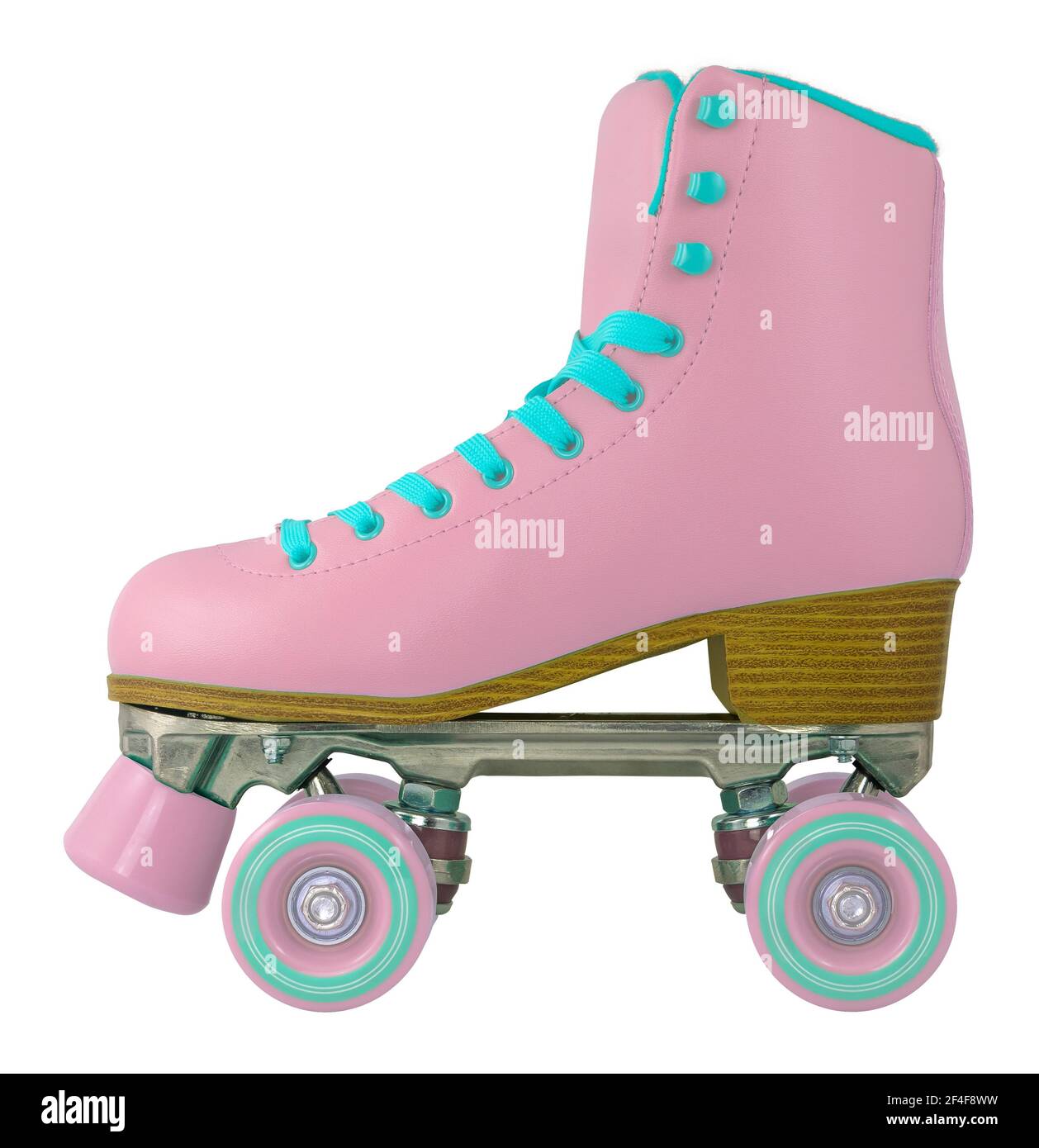 Bright Pink Retro Roller Skate isoliert auf EINEM weißen Hintergrund Stockfoto