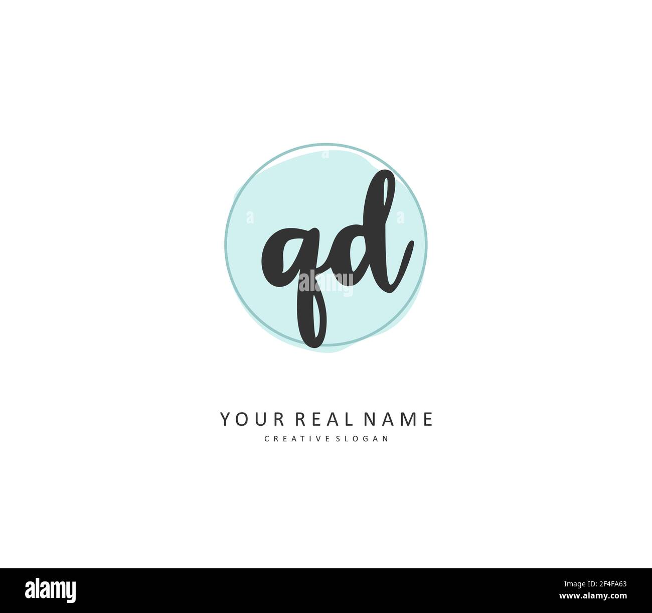 QD-Anfangsbuchstaben und Signaturlogo. Ein Konzept handschriftlich Initiallogo mit Template-Element. Stock Vektor