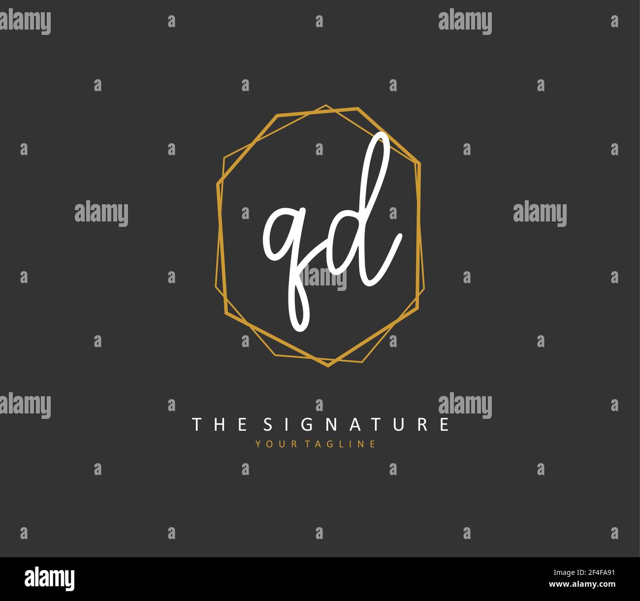 QD-Anfangsbuchstaben und Signaturlogo. Ein Konzept handschriftlich Initiallogo mit Template-Element. Stock Vektor