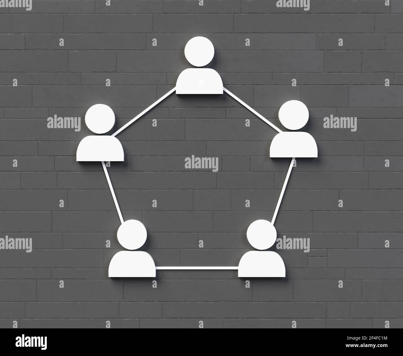 Networking zwischen Menschen oder Team-Business-Symbol auf grauem Stein 3D-Rendering der Wand Stockfoto