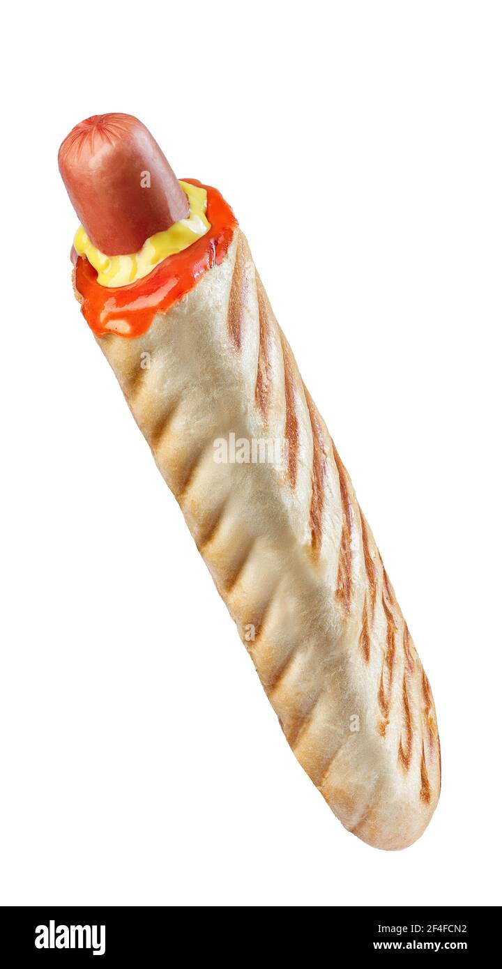 französisch Hot Dog isoliert auf weißem Hintergrund Stockfoto