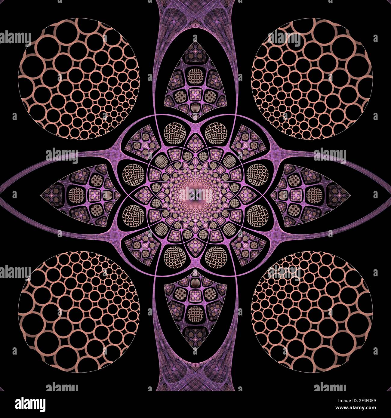 Fraktale Geometrie - Flammenfraktale Konstruktion Stockfoto