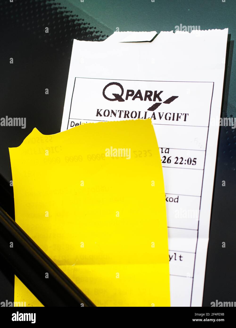 Parkgebühren, Geldstrafen, von Q Park. Stockfoto
