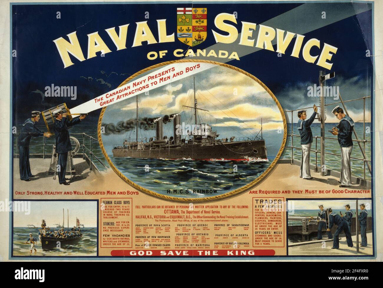 Ein kanadisches Plakat für die Rekrutierung des ersten Weltkrieges für die Kanadierin Marineblau Stockfoto