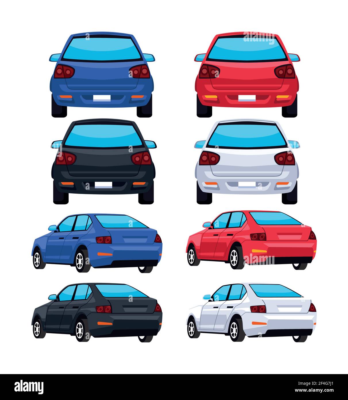 Bündel Sie acht Autos Stock Vektor