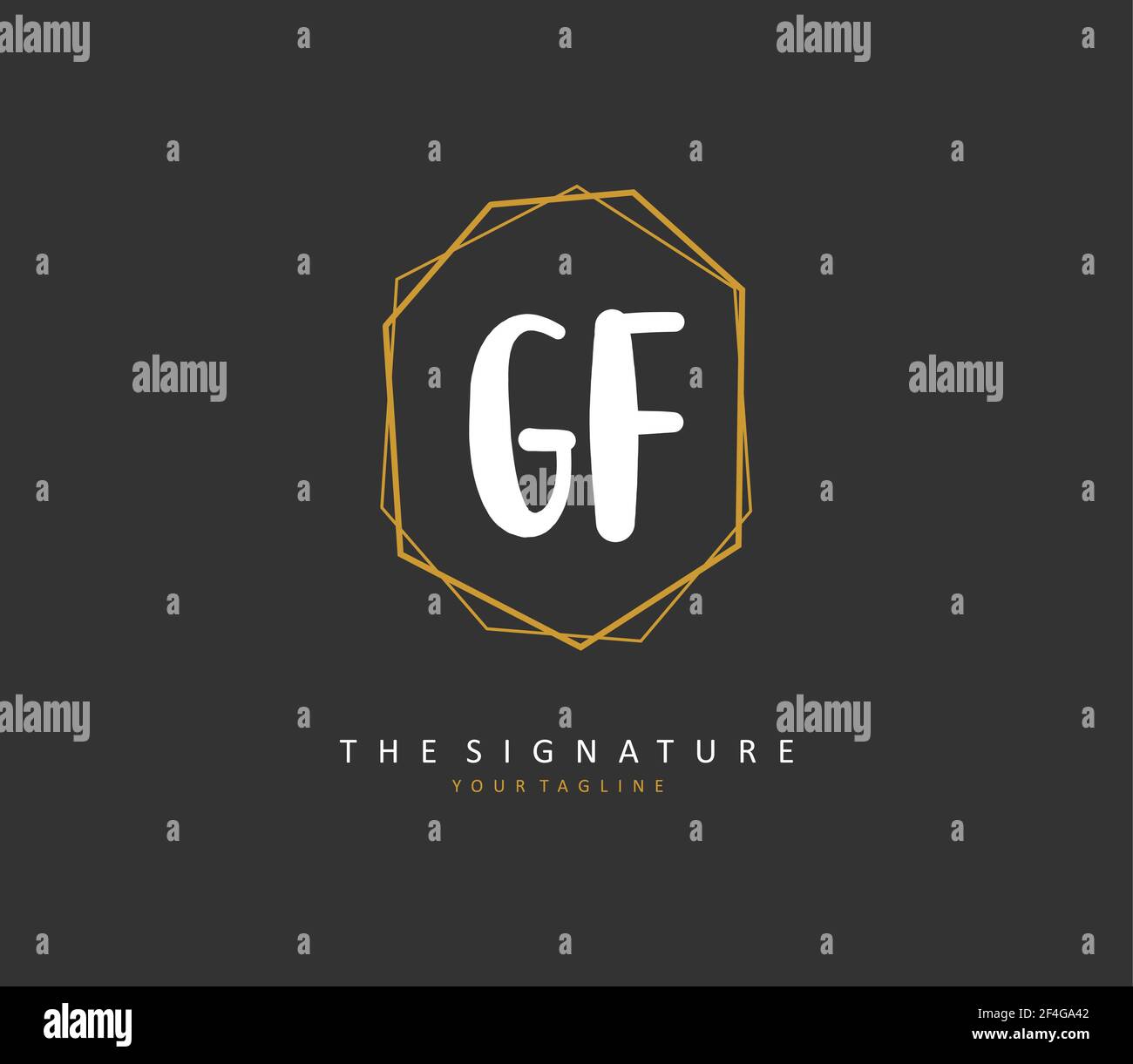 GF Initial Letter Handschrift und Signature Logo. Ein Konzept handschriftlich Initiallogo mit Template-Element. Stock Vektor