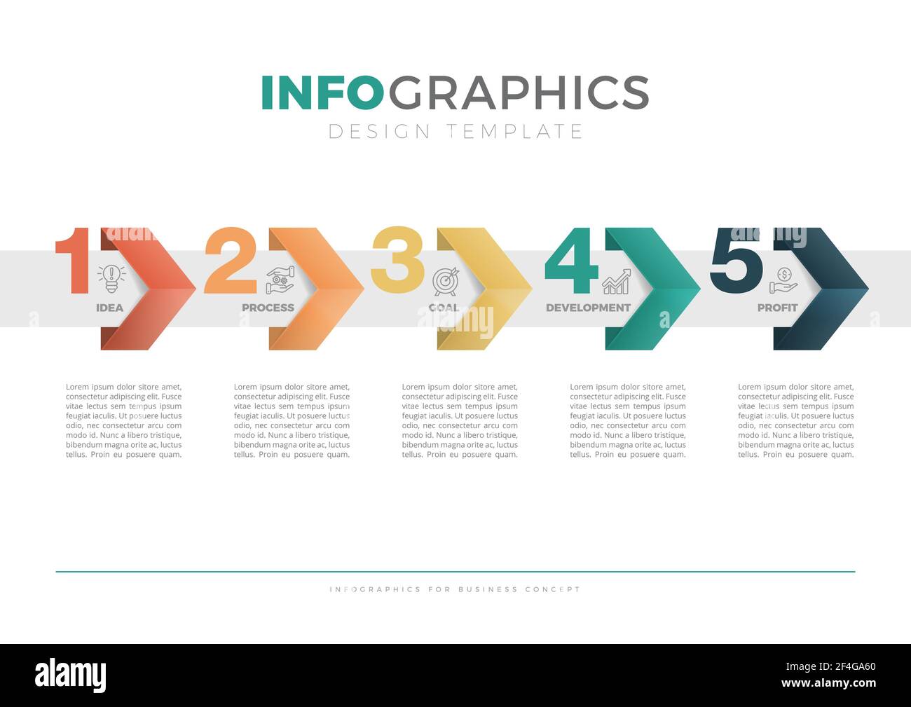 Infografik Design mit 5 Optionen oder Schritten. Infografiken für das Geschäftskonzept. Stock Vektor