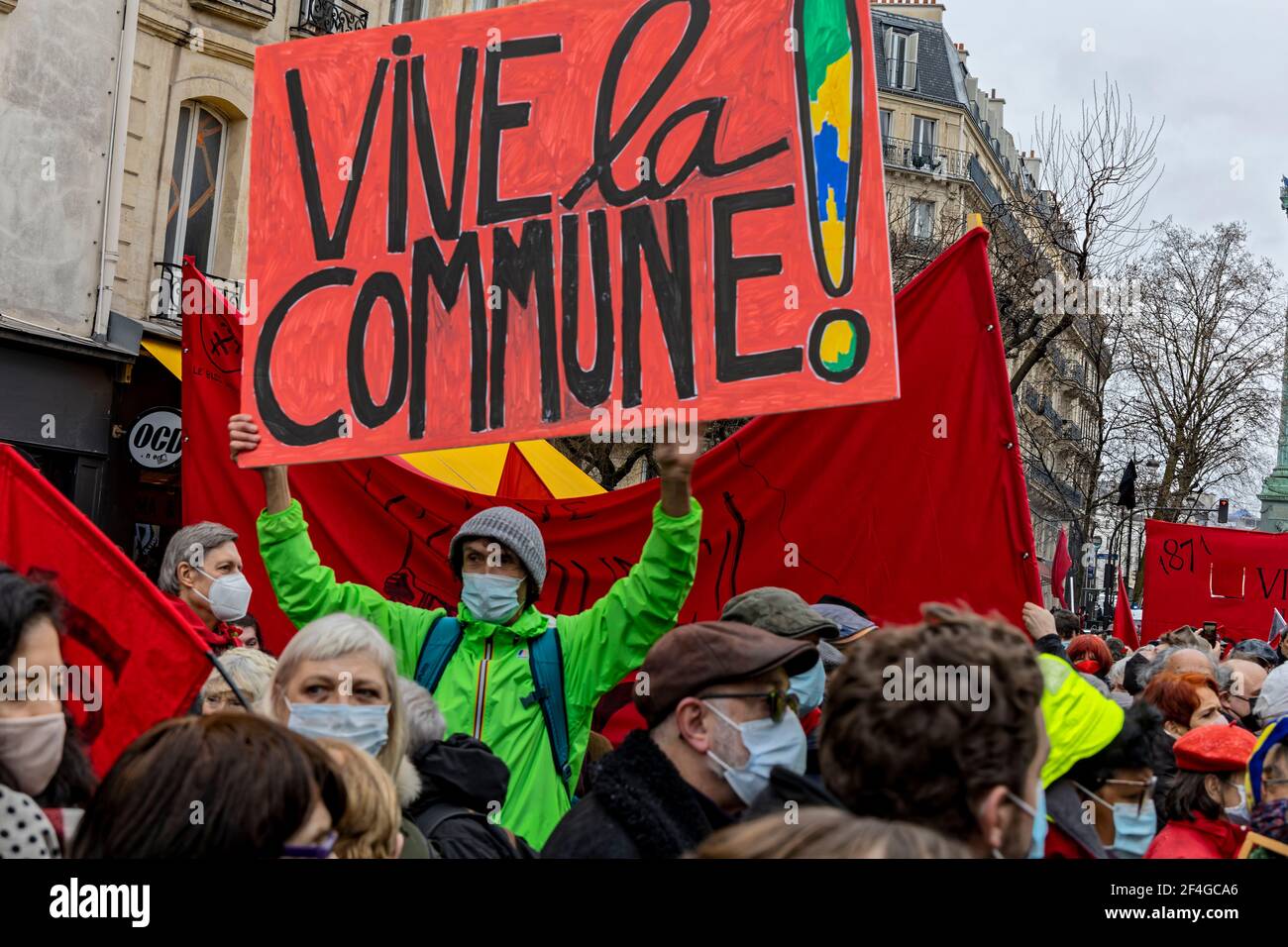 Paris, Frankreich. März 2021, 18th. Gedenken an den 150th. Jahrestag der Pariser Kommune in Paris, Frankreich. Stockfoto