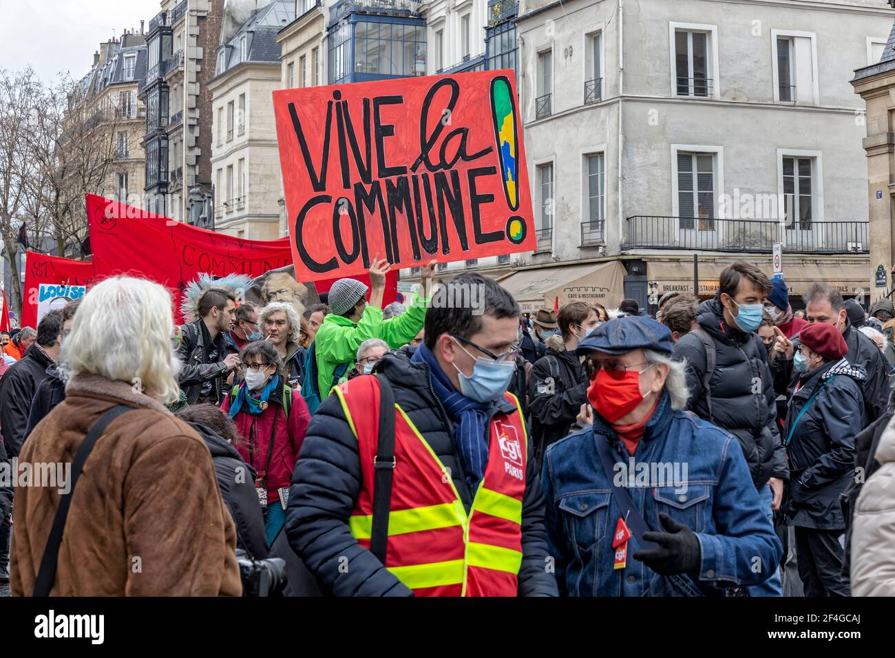 Paris, Frankreich. März 2021, 18th. Gedenken an den 150th. Jahrestag der Pariser Kommune in Paris, Frankreich. Stockfoto