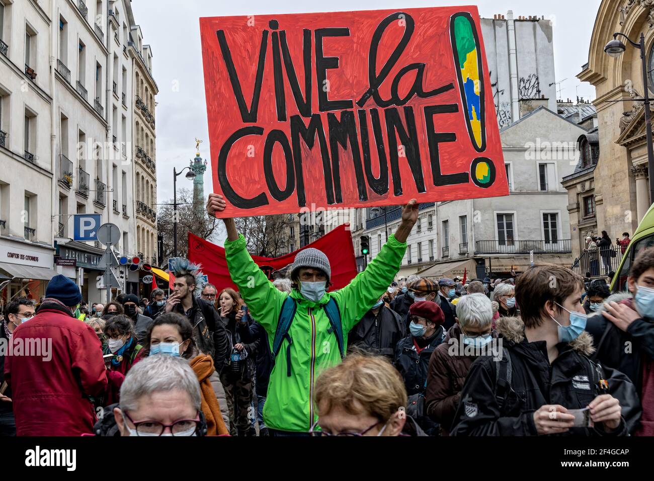 Paris, Frankreich. März 2021, 18th. Gedenken an den 150th. Jahrestag der Pariser Kommune in Paris, Frankreich. Stockfoto