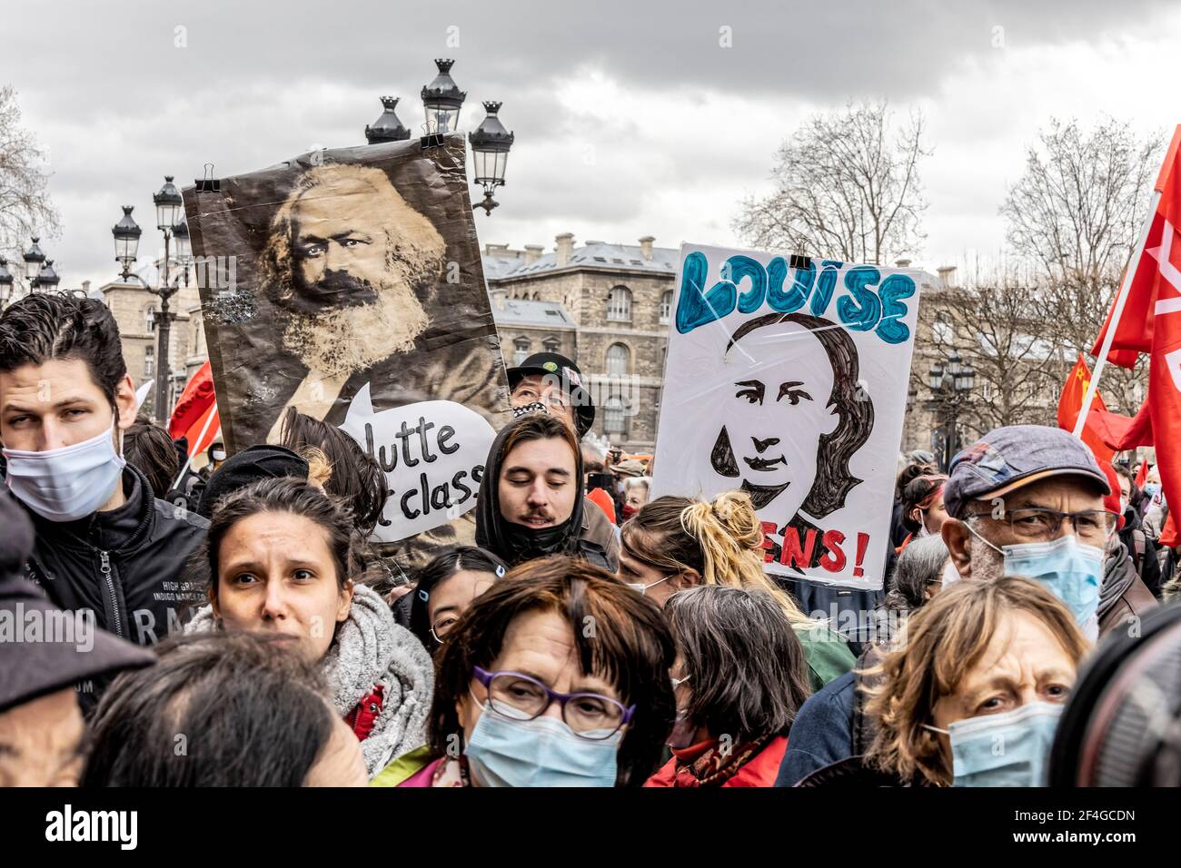 Paris, Frankreich. März 2021, 18th. Gedenken an den 150th. Jahrestag der Pariser Kommune in Paris, Frankreich. Stockfoto