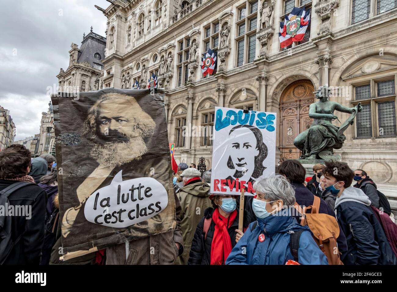 Paris, Frankreich. März 2021, 18th. Gedenken an den 150th. Jahrestag der Pariser Kommune in Paris, Frankreich. Stockfoto