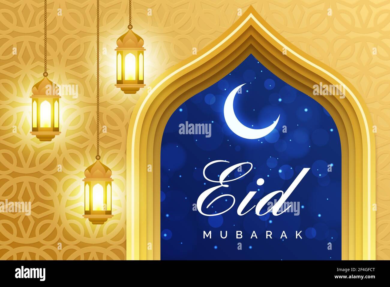 Eid Mubarak und Eid Al-Fitr Wünsche, Gruß, Banner, Verkauf Stockfoto