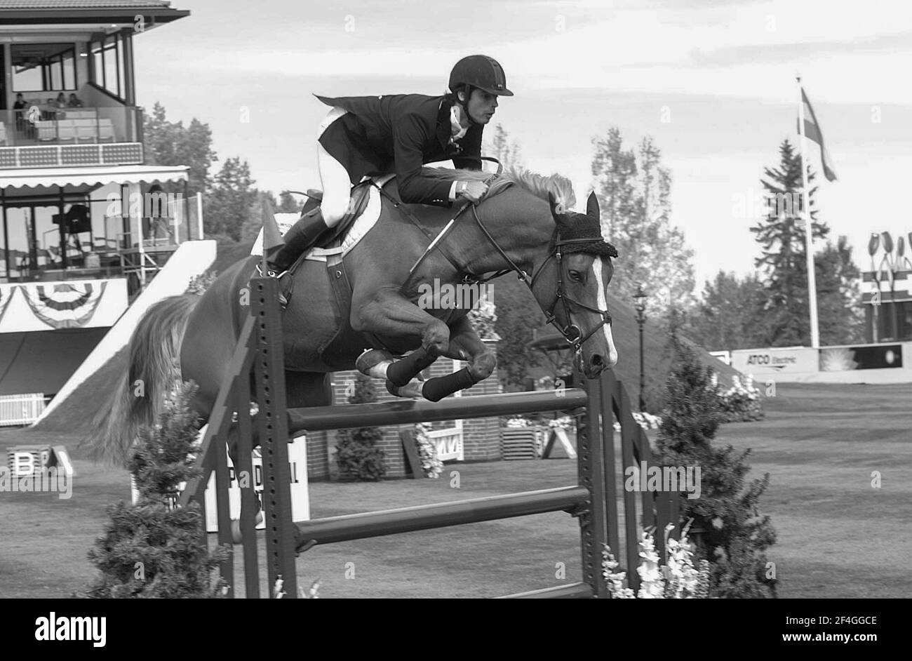 CSIO Masters, Spruce Meadows, September 2001, Prudential Steel Cup, Rodrigo Pessoa (BH) auf Gandini Bianca d'Amaury Stockfoto