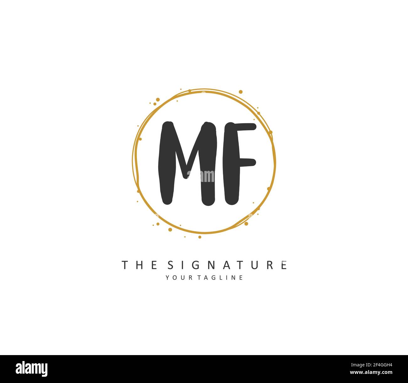 MF Anfangsbuchstaben und Signaturlogo. Ein Konzept handschriftlich Initiallogo mit Template-Element. Stock Vektor