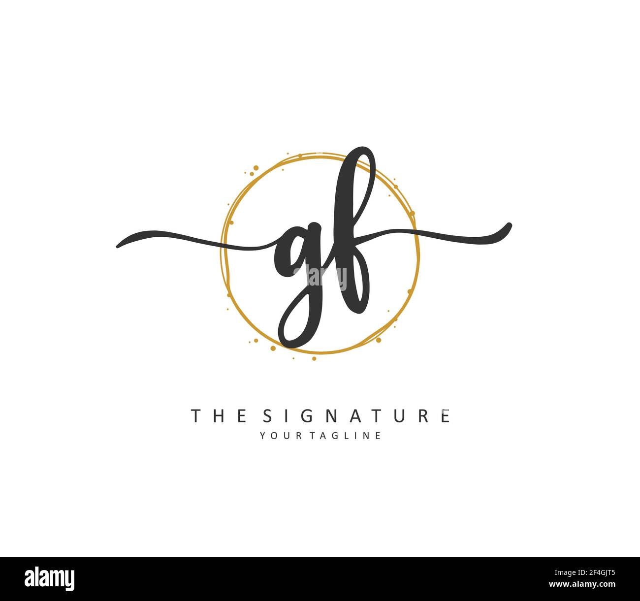 GF Initial Letter Handschrift und Signature Logo. Ein Konzept handschriftlich Initiallogo mit Template-Element. Stock Vektor