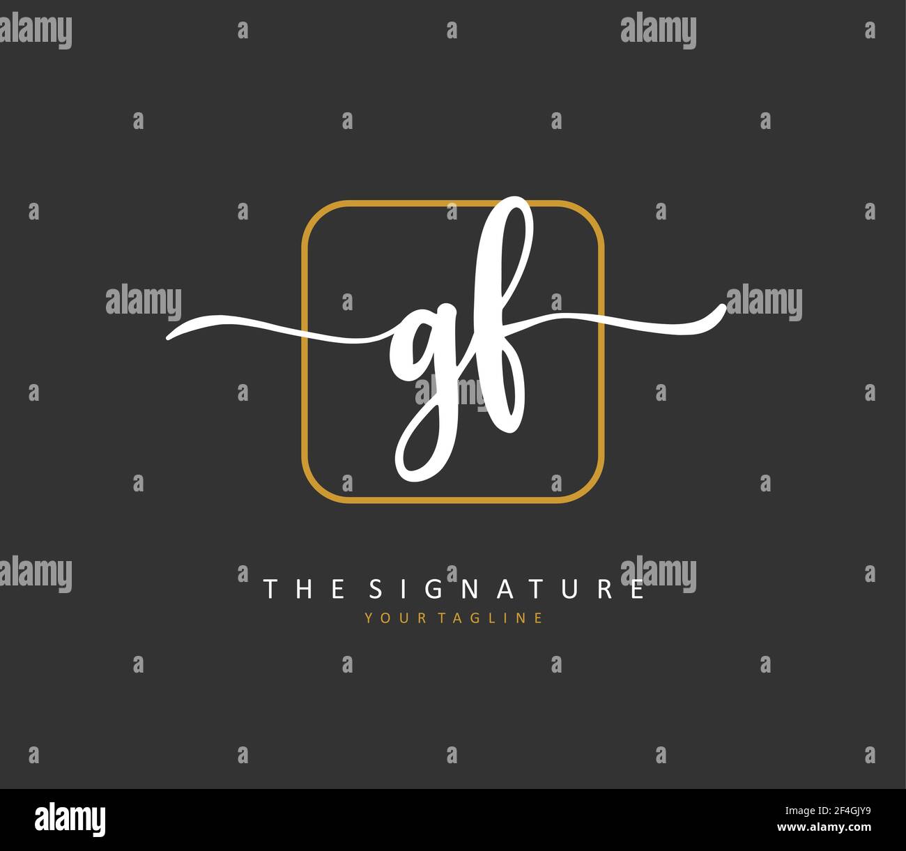GF Initial Letter Handschrift und Signature Logo. Ein Konzept handschriftlich Initiallogo mit Template-Element. Stock Vektor