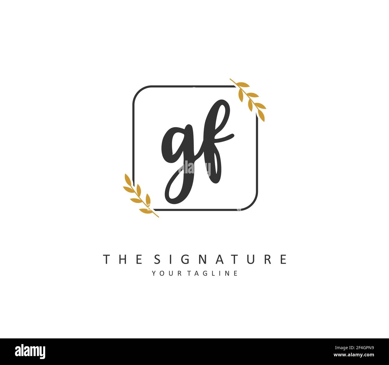 GF Initial Letter Handschrift und Signature Logo. Ein Konzept handschriftlich Initiallogo mit Template-Element. Stock Vektor