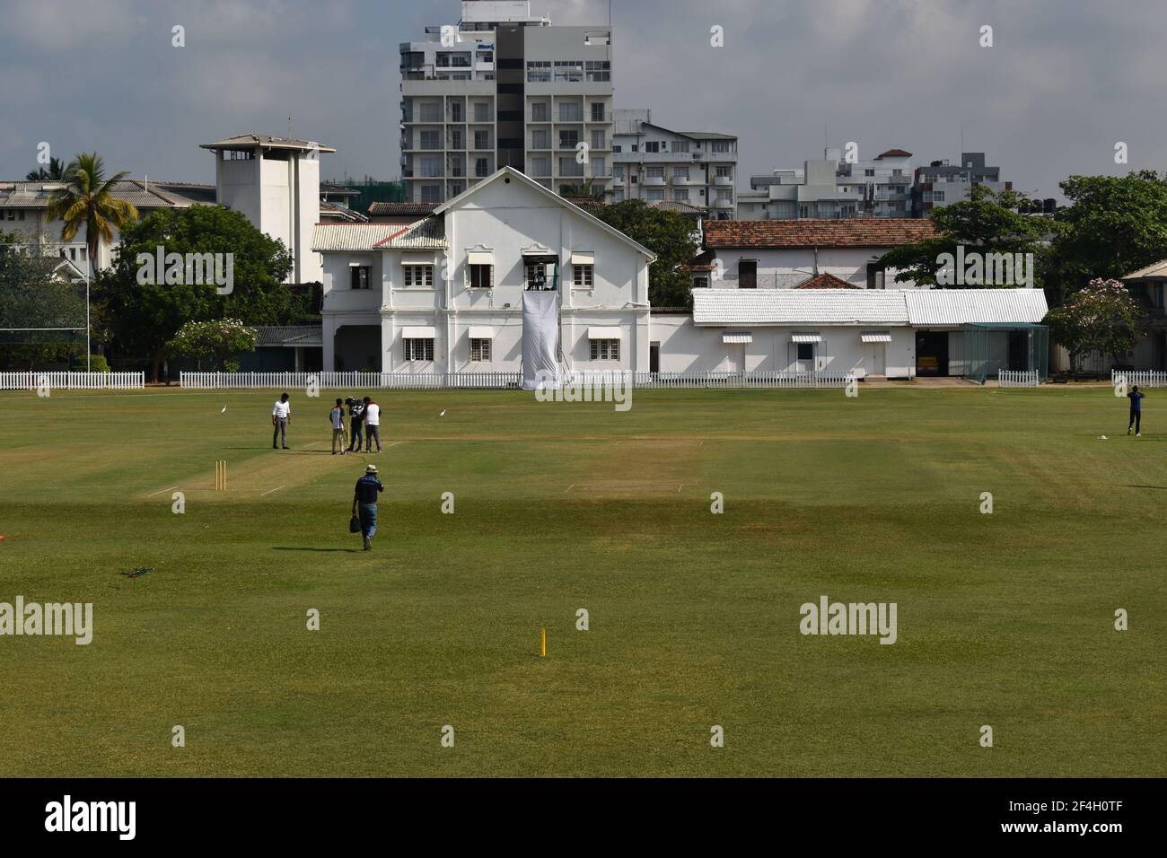 Picturistische Schule Cricket-Boden. St. Thomas College, Mt. Lavinia. Colombo, Sri Lanka. Stockfoto