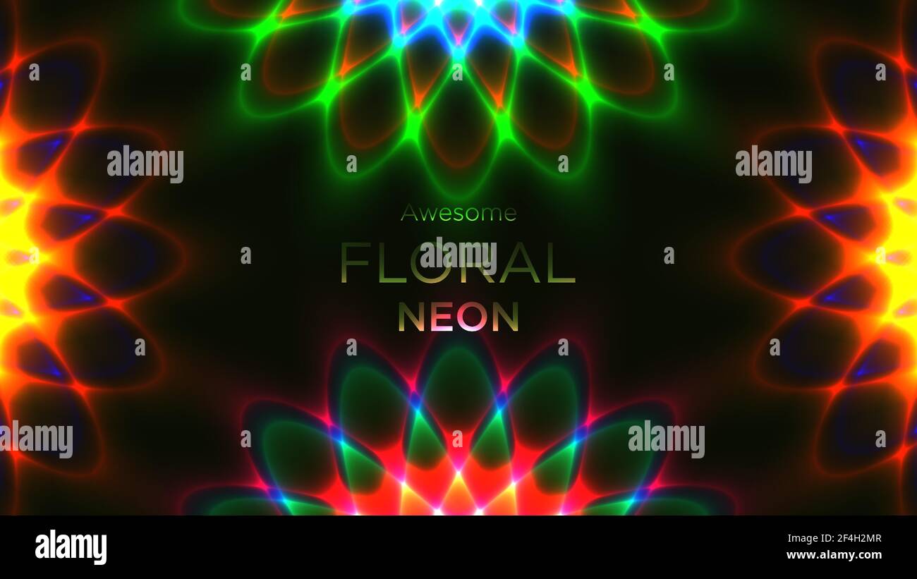 Abstrakt floral Neon Hintergrund Design Vektor Illustration. Stock Vektor