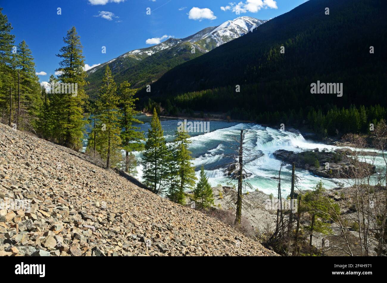 Kootenai Falls entlang des Kootenai River. Lincoln County, nordwestlich von Montana. Stockfoto