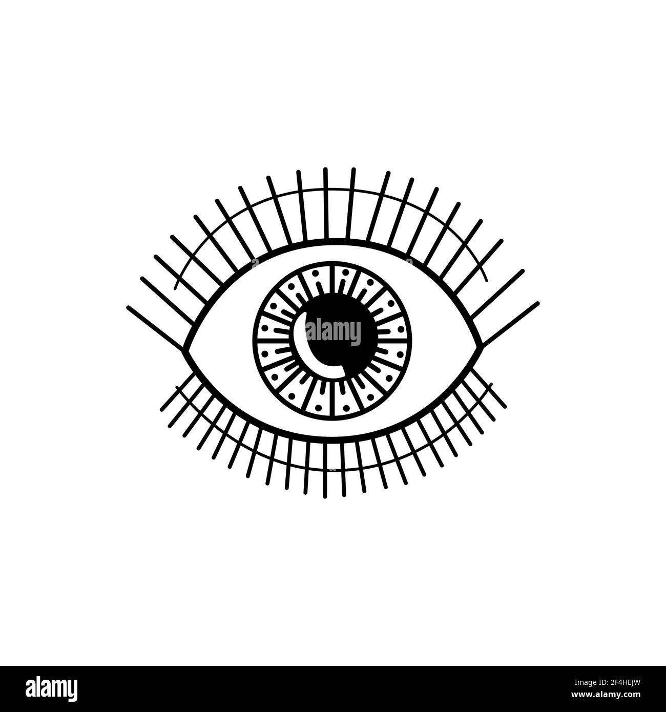 Böses Auge. Auge der Vorsehung. Magische Grafik Hexerei Symbol. Magische esoterische Religion heilige Geometrie Symbol Vektor Illustration. Schwarzes Symbol Stock Vektor