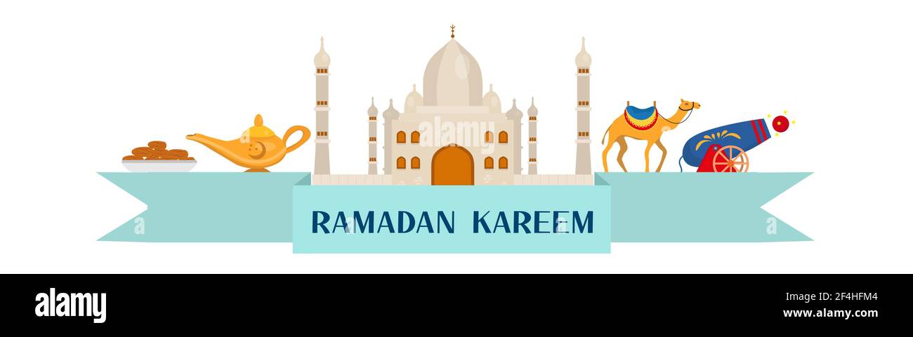 Ramadan kareem Banner Vorlage für Ihr Design flach Stil. Vektorgrafik Stock Vektor
