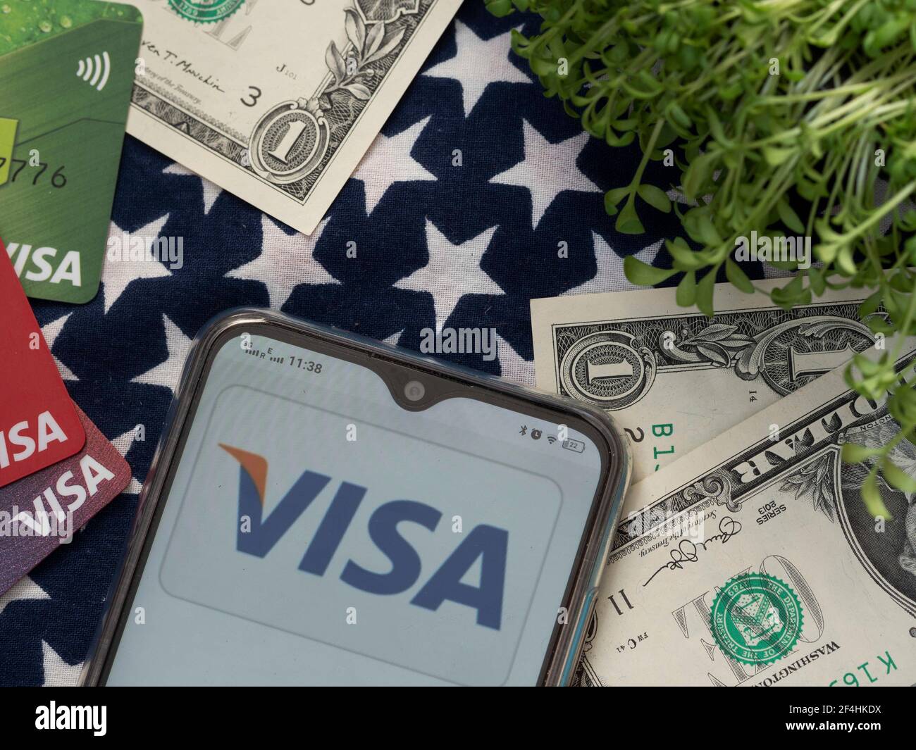 Ukraine. März 2021, 20th. In dieser Abbildung ist ein Visa-Logo auf dem Smartphone zu sehen. Kredit: Valera Golovniov/SOPA Images/ZUMA Wire/Alamy Live Nachrichten Stockfoto