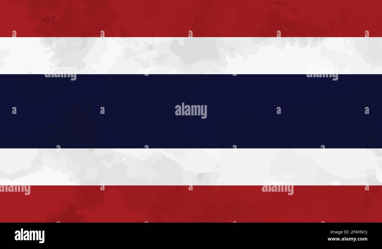 Thailand Flagge mit winkender Grunge Textur. Vektorhintergrund. Stock Vektor