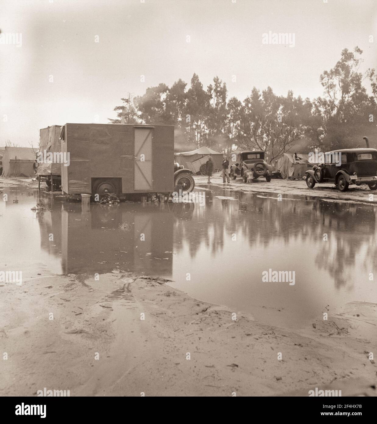 Migrant Camp, Kalifornien. Februar 1936. Foto von Dorothea lange. Stockfoto