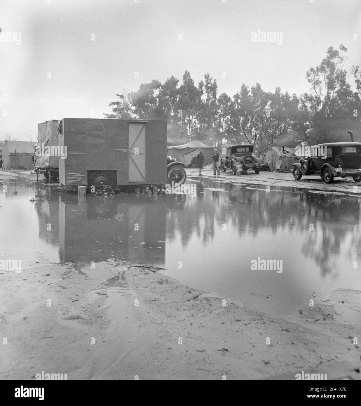 Migrant Camp, Kalifornien. Februar 1936. Foto von Dorothea lange. Stockfoto