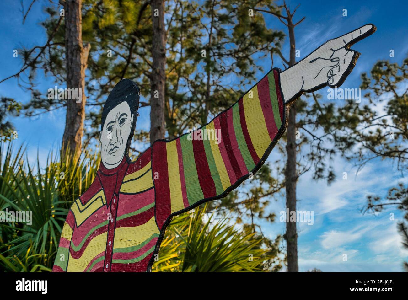 Der Straßeneingangsschild zum Seminole Tribe von Floridas Billie Swamp Safari. Stockfoto