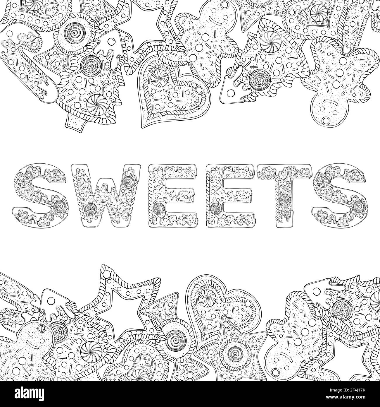 Lebkuchen Schriftzug Süßigkeiten Rahmen Stock Vektor