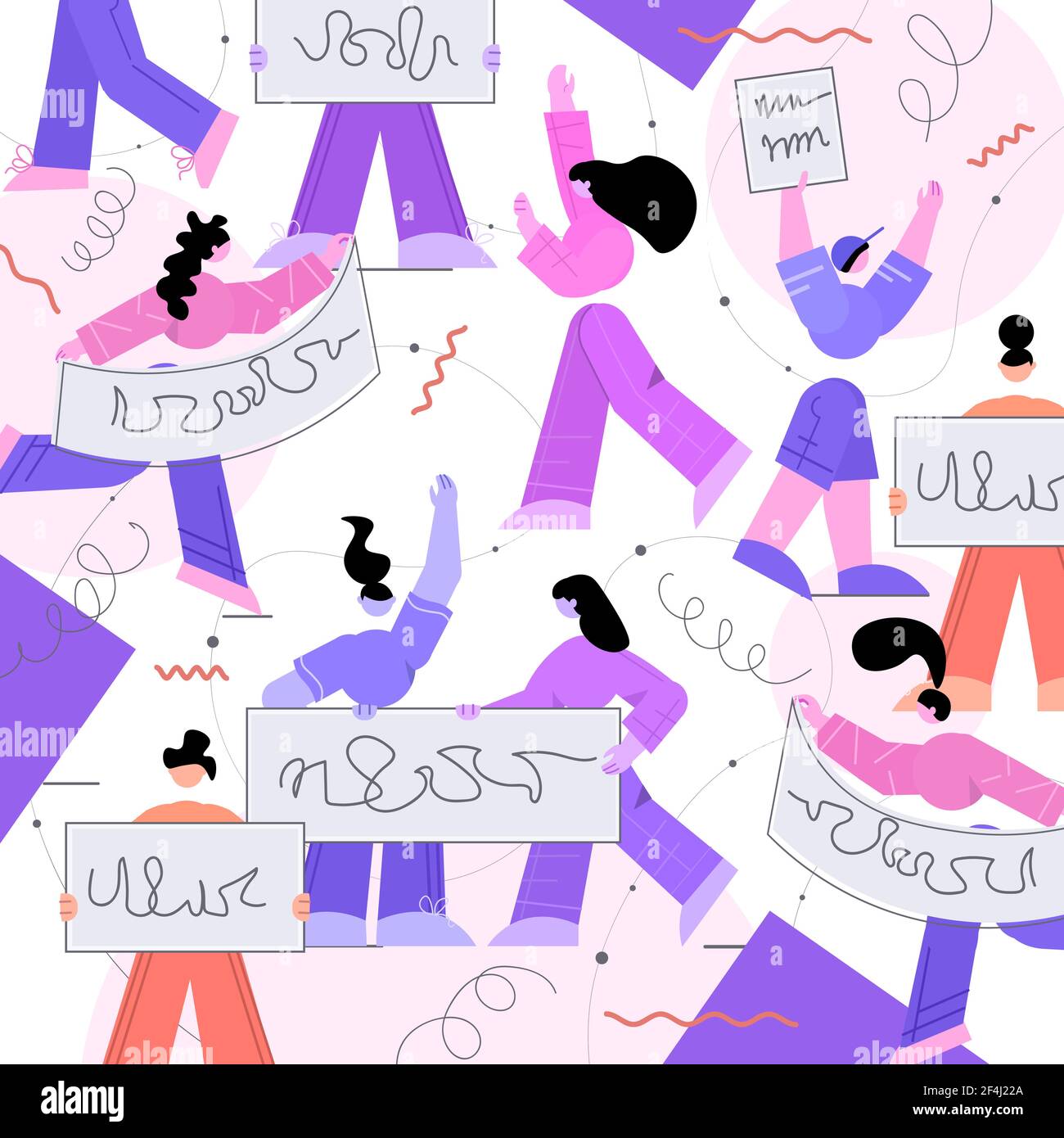 Demonstranten mit Plakaten protestieren gegen Demonstration politische Treffen Protestkonzept Stock Vektor