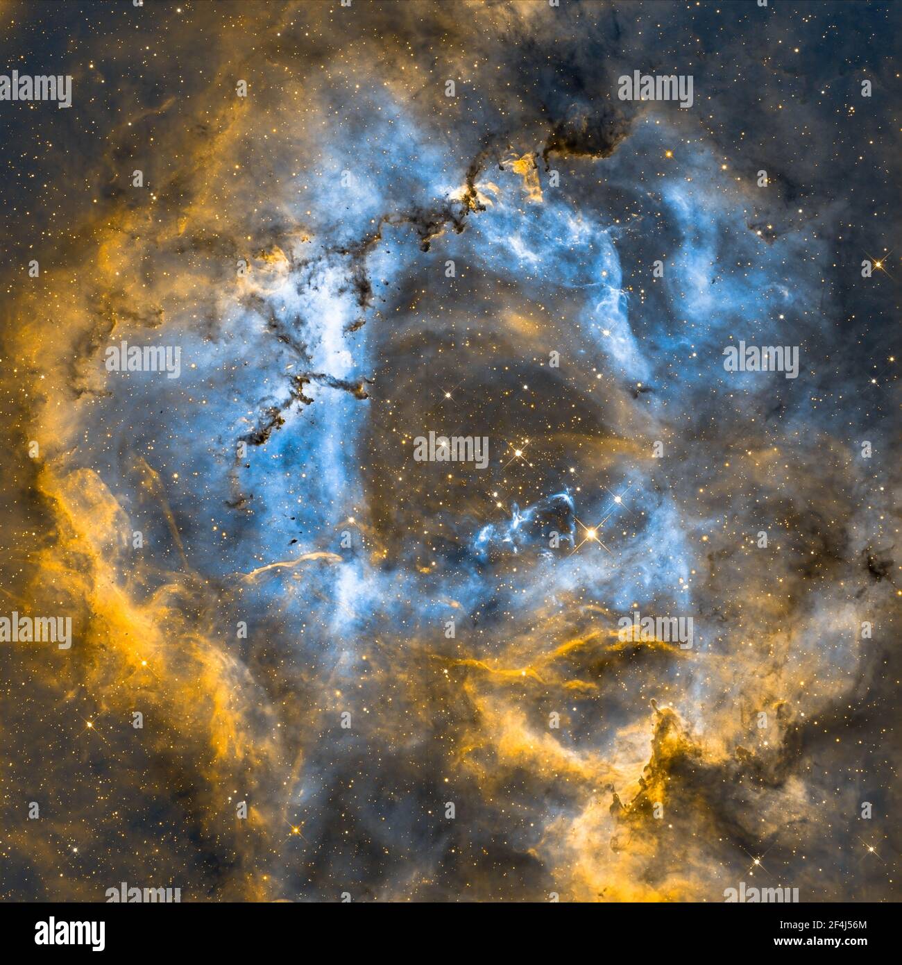 Rosette Nebel Pro Datensatz Schmalband SHO der Rosette Nebel (Auch bekannt als Caldwell 49) Ist eine große sphärische H II-Region Stockfoto