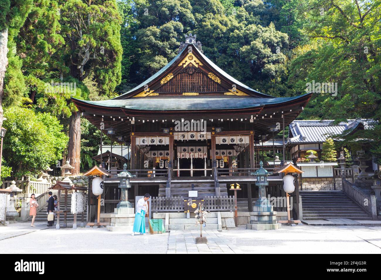 Himure Hachimangu ist der schintoistische Schrein in der Stadt Omihachiman in der Präfektur Shiga, Japan. Stockfoto