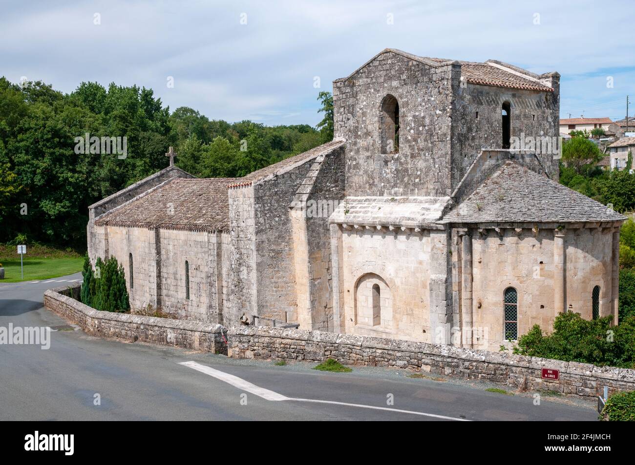 Römische Kirche, Saint-Romans-les-Melle, Deux-Sevres (79), Nouvelle-Aquitaine Region, Frankreich Stockfoto