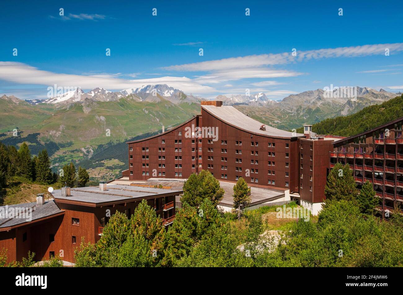 Les Arcs 2000 Resort, Hochtal Tarentaise, Französische Alpen, Savoie (73), Region Auvergne-Rhone-Alpes, Frankreich Stockfoto