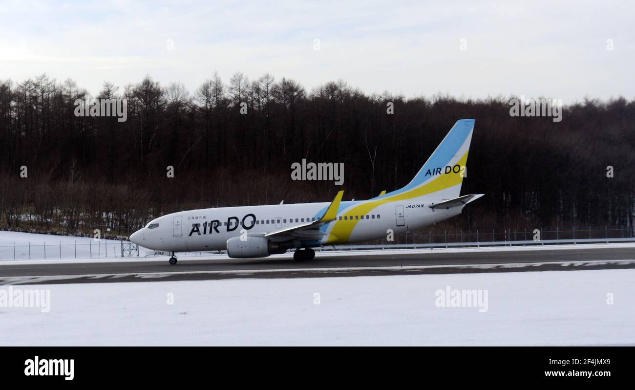 Air do Flugzeug in Sapporo internationalen Flughafen in Japan. Stockfoto