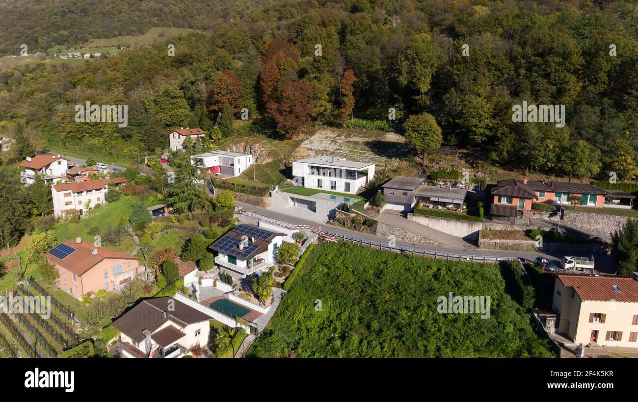 Moderne Villa, Luftbild Stockfoto