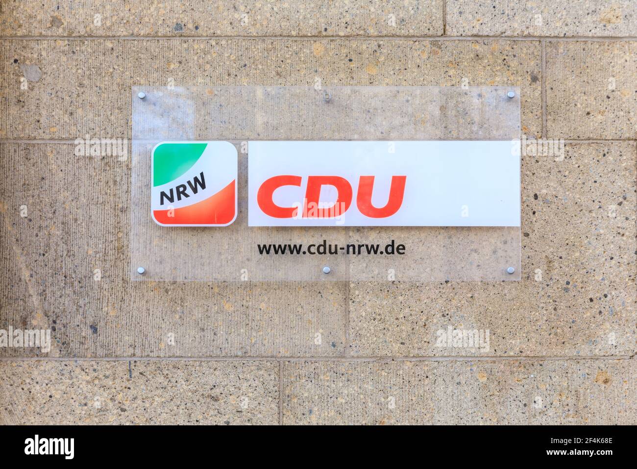 CDU, Christlich Demokratische Union NRW, Parteienlogo außerhalb der Büros in Düsseldorf, Nordrhein-Westfalen, Deutschland Stockfoto