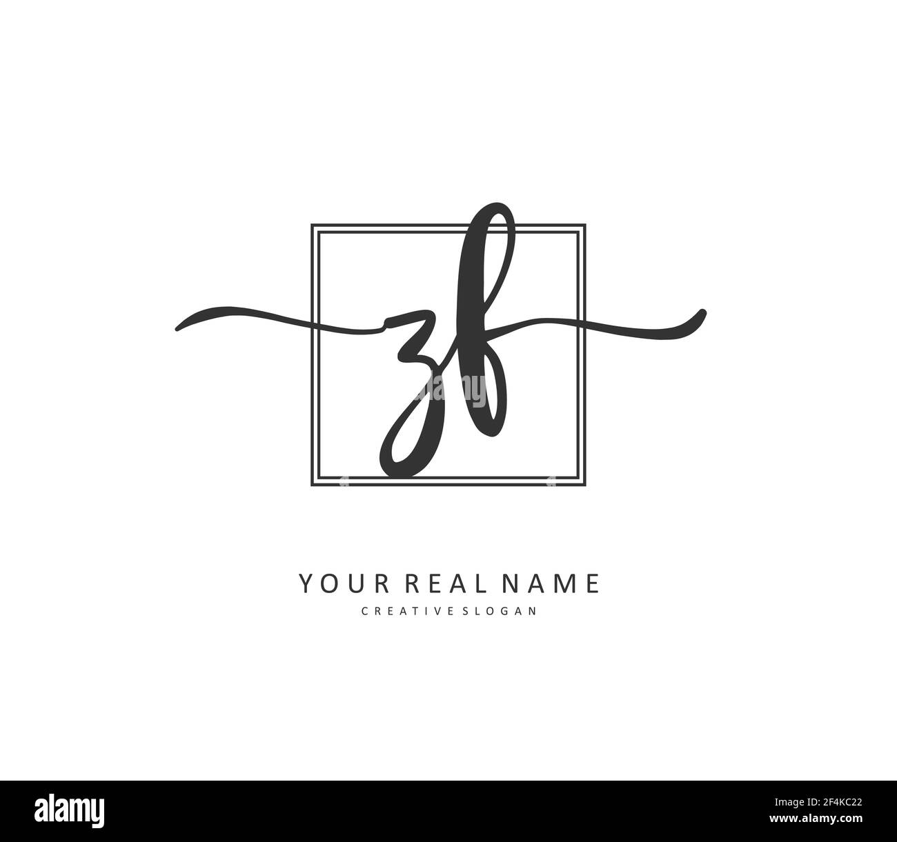 ZF Anfangsbuchstabenhandschrift und Signaturlogo. Ein Konzept handschriftlich Initiallogo mit Template-Element. Stock Vektor